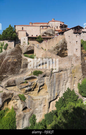 Meteora, Tessaglia, Grecia. Il monastero della Trasfigurazione o la grande Meteora, aka il Santo Monastero di grande Meteoron Foto Stock