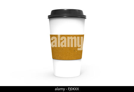 Carta tazza da caffè con cappuccio nero isolato Foto Stock