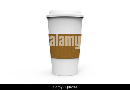 Carta tazza da caffè con tappo bianco isolato Foto Stock