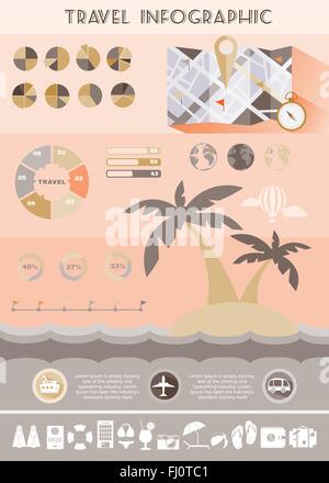 Estate viaggio Infographics illustrazione colorata per un flyer o un opuscolo. Vettore digitale di immagine di sfondo. Illustrazione Vettoriale