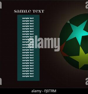 Champions League sfera con stelle isolato su sfondo scuro. Informazioni scheda Testo. Colorato Football Soccer ball. Illustrazione Vettoriale