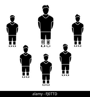 Il calcio calcio, baseball squadra di pallavolo. In bianco e nero i giocatori silhouette. Sfondo digitale illustrazione vettoriale. Illustrazione Vettoriale