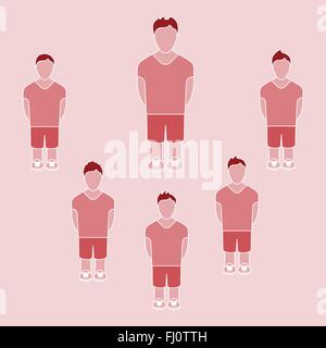 Il calcio calcio, baseball squadra di pallavolo. I giocatori rosso silhouette. Sfondo digitale illustrazione vettoriale. Illustrazione Vettoriale