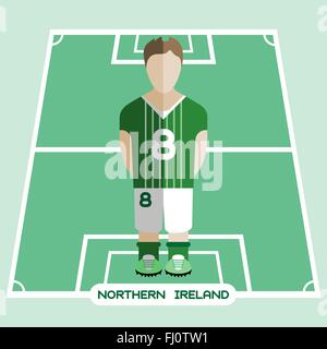 Football Soccer Player silhouette isolato sul campo di gioco. Computer game Irlanda del Nord Football Club giocatore. Illustrazione Vettoriale