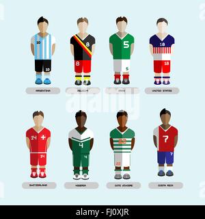 Football Club giocatori di calcio sagome. Computer game Soccer team di giocatori insieme. Infografico sport. Sfondo digitale vettore. Illustrazione Vettoriale