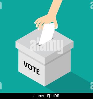 [EPS10] illustrazione di voto di tipo piatto - mettendo mano carta di voto in urne Illustrazione Vettoriale