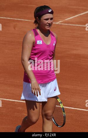 Rio de Janeiro, Brasile, 15 febbraio 2016. Gabriela Cé (BRA) nel match ha perso a Ana Bogdan (ROU) nel primo round di th Foto Stock