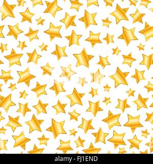 Stelle dorate su sfondo bianco modello senza giunture Illustrazione Vettoriale