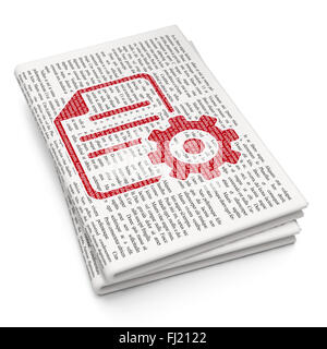 Concetto di programmazione: Marcia su sfondo di giornale Foto Stock