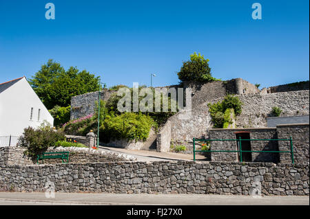 Mura cittadine in pietra di Pembroke, Galles del Sud Foto Stock