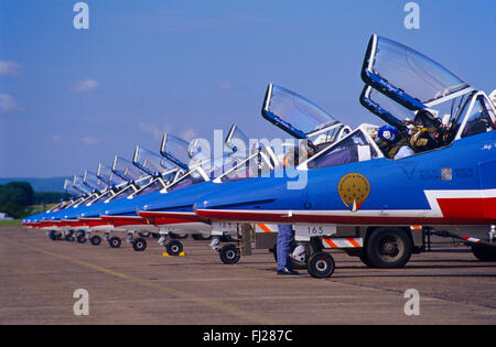 Meurthe et Moselle (54), aerodrome de Chambley-Bussieres, la Patrouille de France, allineamento des Alpha Jet // Francia, Meurthe e Foto Stock