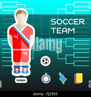 Soccer team - Russia. I giocatori di Football Scoreboard. Vettore illustrazione digitale. Torneo di Calcio foglio. Visual Grafico. Illustrazione Vettoriale
