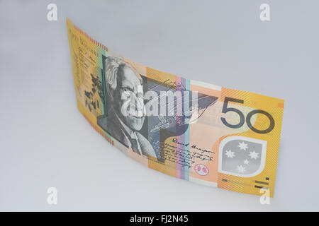 Australian permanente di cinquanta dollari banconota David Ngunaitponi lato alto Foto Stock