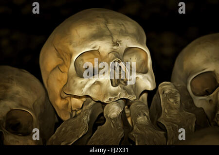 Cranio umano e le ossa - Supporti misti Foto Stock