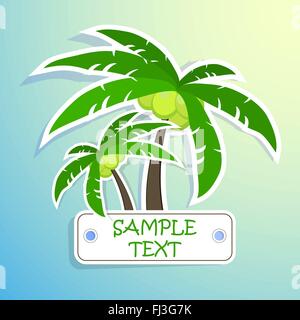 Realistico adesivo di carta palm. Isolato icona illustrazione Illustrazione Vettoriale