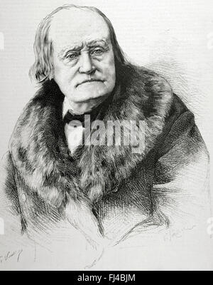 Henri Milne-Edwards (1800-1885). Uno zoologo francese. Ritratto. Incisione di H. Thirial. Ilustración Artistica, 1885. Foto Stock