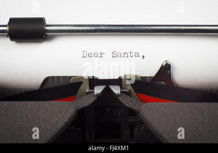 'Dear Santa " lettera su una macchina da scrivere Foto Stock