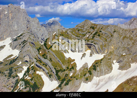 Bobotov Kuk e Stit dalla salita al Prutas, Montenegro, Parco Nazionale Durmitor Foto Stock