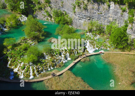 I Laghi di Plitvice con cascate, Croazia, il Parco Nazionale dei Laghi di Plitvice Foto Stock