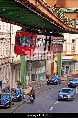 Wuppertal Ferroviaria di sospensione nel distretto Vohwinkel, in Germania, in Renania settentrionale-Vestfalia, Bergisches Land, Wuppertal Foto Stock