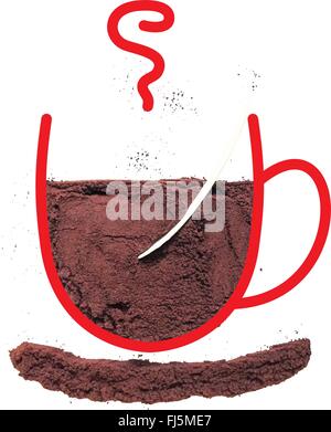 Vettore - tazza da caffè con piattino e caffè fumante, abstract Illustrazione Vettoriale