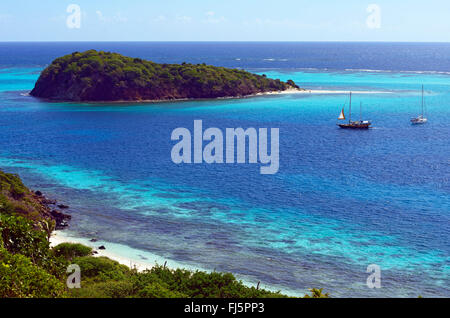 Barche a vela a Tobago Cays, Saint Vincent e Grenadine Foto Stock