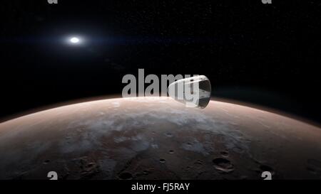 Concetto di artisti illustrazione della SpaceX Dragon missione su Marte Giugno 10, 2015 Febbraio 22, 2016. SpaceX sta lavorando con la NASA per lo sviluppo commerciale di missioni di equipaggio per il volo spaziale umano. Foto Stock