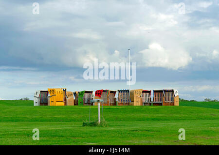 Vuoto spiaggia sedie a Wremertief, Germania, Bassa Sassonia Foto Stock