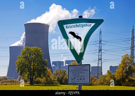 Riserva naturale segno davanti della centrale a carbone a Westfalen, RWE Power AG, in Germania, in Renania settentrionale-Vestfalia, la zona della Ruhr, Hamm Foto Stock