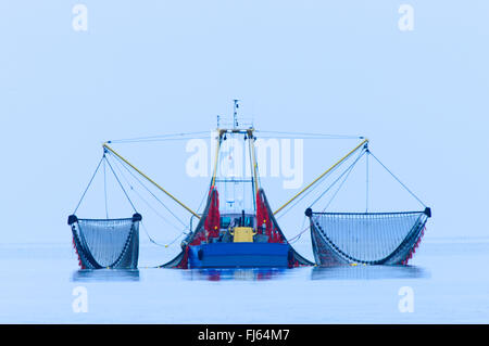 La pesca a strascico con inclinata fuori delle reti da pesca, Paesi Bassi Paesi Bassi del Nord, den Burg Foto Stock