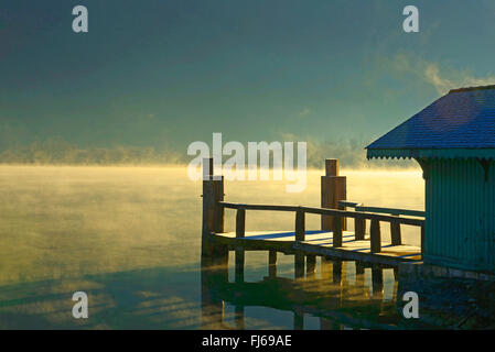 Fase di atterraggio del lago di Annecy al mattino, Francia, Savoie, Haute Savoie Foto Stock