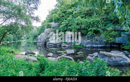 Buky canyon nella regione Cherkassy, Ucraina. River Mountain Tikich. Foto Stock