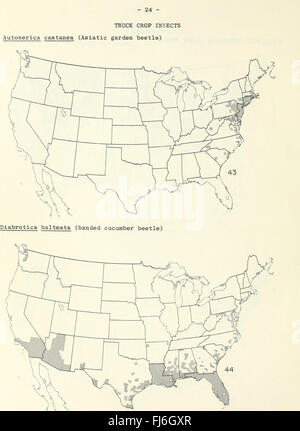 Le mappe di distribuzione di alcuni insetti nocivi negli Stati Uniti (1959) Foto Stock