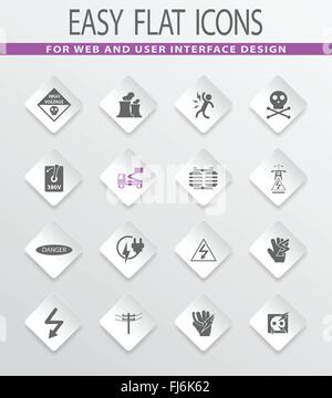 Alta tensione set di icone Illustrazione Vettoriale