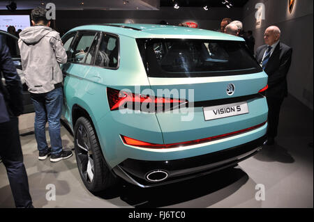 Ginevra, Svizzera. Il 29 febbraio, 2016. Skoda Concept SUV visioni viene presentato durante la 86International Motor Show di Ginevra, Svizzera, lunedì, 29 febbraio 2016. © Jan Sadilek/CTK foto/Alamy Live News Foto Stock
