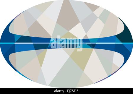 Basso Stile del poligono illustrazione della palla da rugby impostato su isolato sullo sfondo bianco. Illustrazione Vettoriale