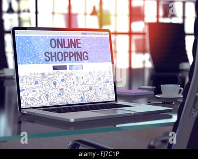 Shopping online concetto su uno schermo del notebook. Foto Stock