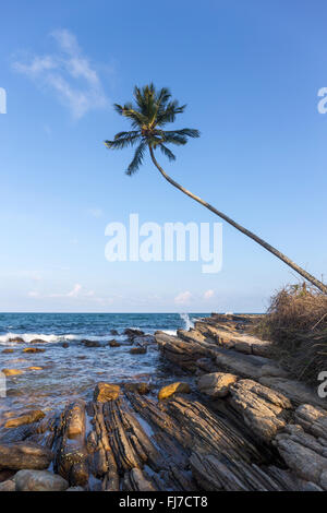 In via eccezionale costa rocciosa di spiaggia Goyambokka, Tangalle, Sri Lanka, Asia Foto Stock