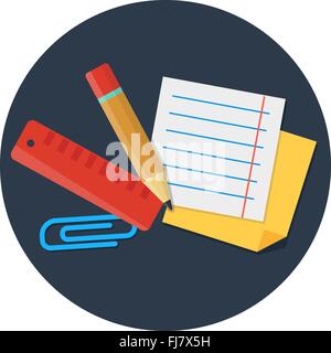 Articoli di cancelleria per piana degli elementi del vettore Illustrazione Vettoriale