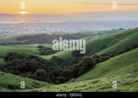 Tramonto su San Francisco Bay Area Foto Stock