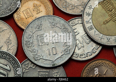 Monete di Taiwan. Taiwan 10 dollari coin Foto Stock