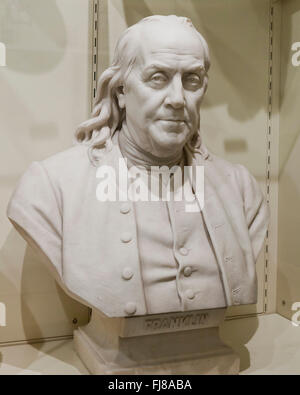 Primo piano di Benjamin Franklin scultura in marmo - USA Foto Stock
