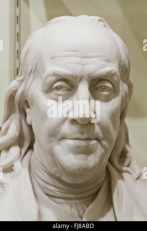 Primo piano di Benjamin Franklin scultura in marmo - USA Foto Stock