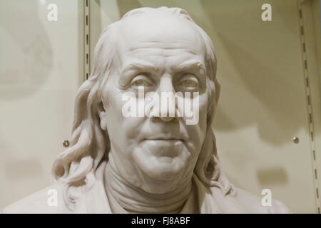 Primo piano di Benjamin Franklin scultura in marmo - USA Foto Stock