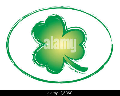 Green Shamrock timbro Grunge stile icona simbolo, design irlandese per il giorno di San Patrizio illustrazione 2 Foto Stock