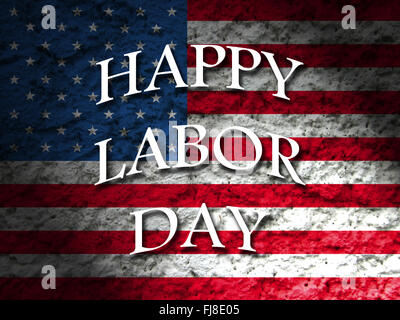 Felice giornata di lavoro usa biglietto di auguri con bandiera americana stile grunge background Foto Stock