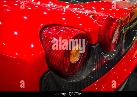 Luce di arresto di un'auto sportiva Ferrari F430, close-up, 2006. Foto Stock