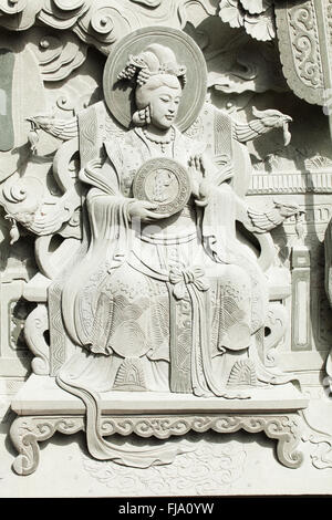 Taiwan, Nantou, Wen Wu tempio sulle rive del Sole Luna Lago, Tempio carving Foto Stock