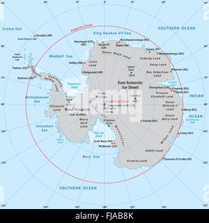 Mappa Antartico Illustrazione Vettoriale