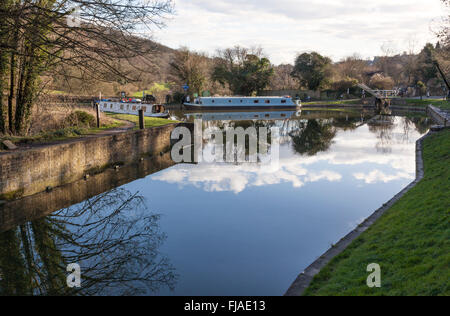 Kennet e Avon Canal, Dundas Aqueduct, vicino a Bath, Inghilterra, Regno Unito Foto Stock